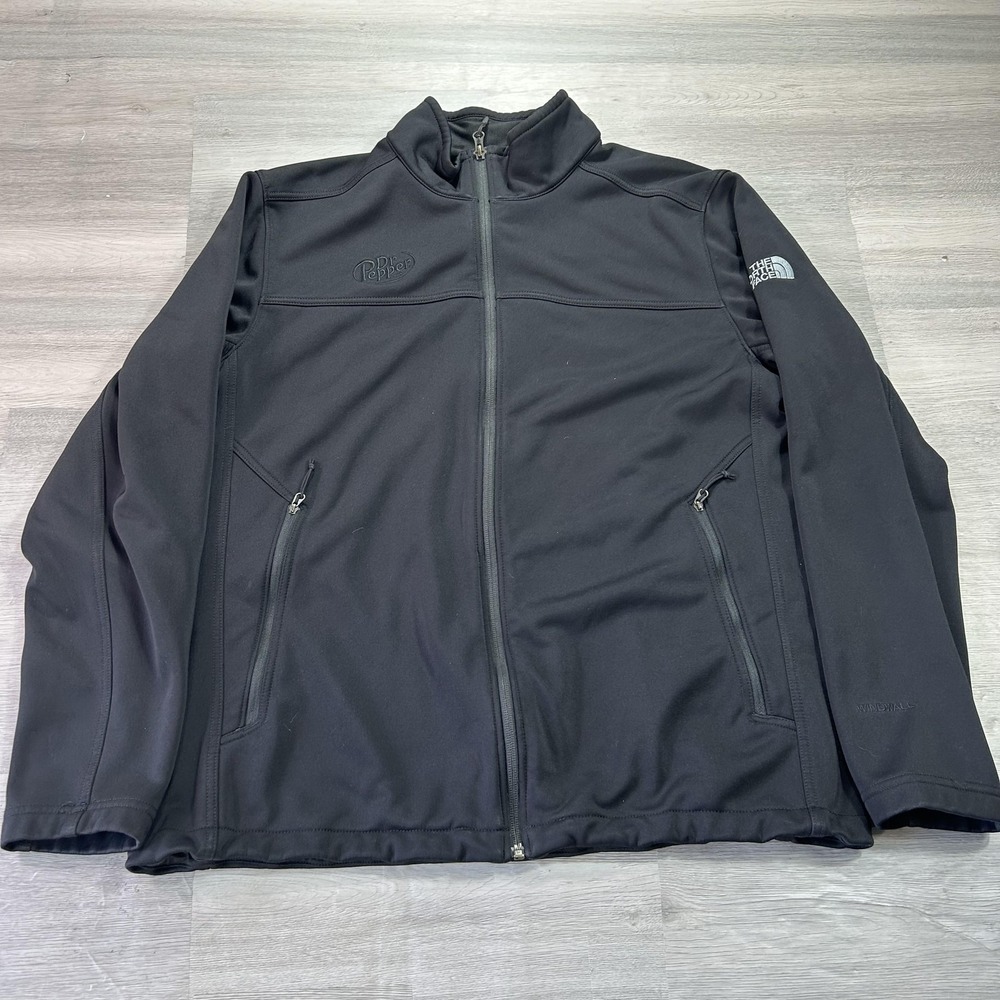 Dr‎ Pepper The North Face Jacket Mens XL Black Windwall Softshell Full Zip Logo